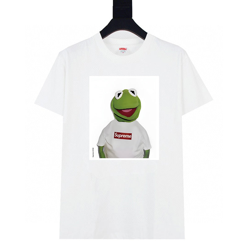 White crewneck T-shirt with front character graphic print