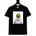 Black crewneck T-shirt with front character graphic print
