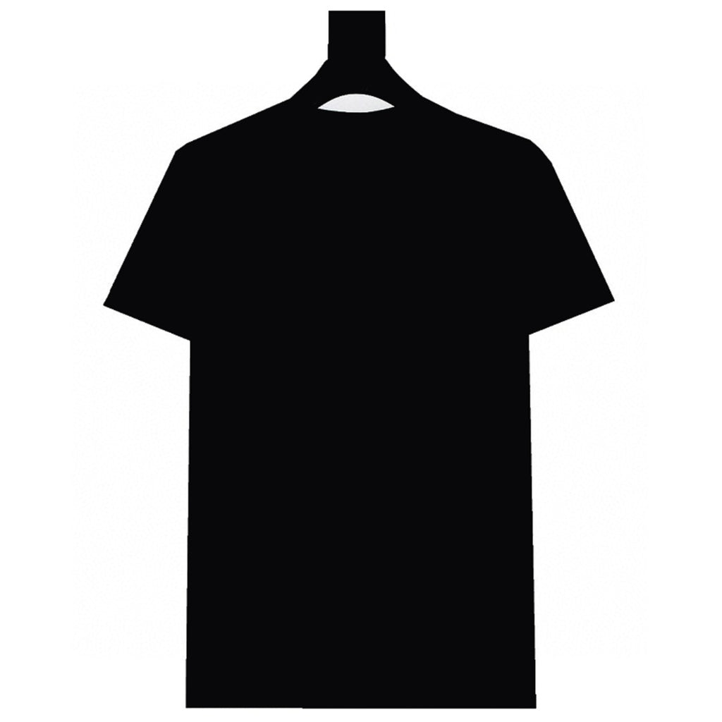 Black crew-neck T-shirt on hanger