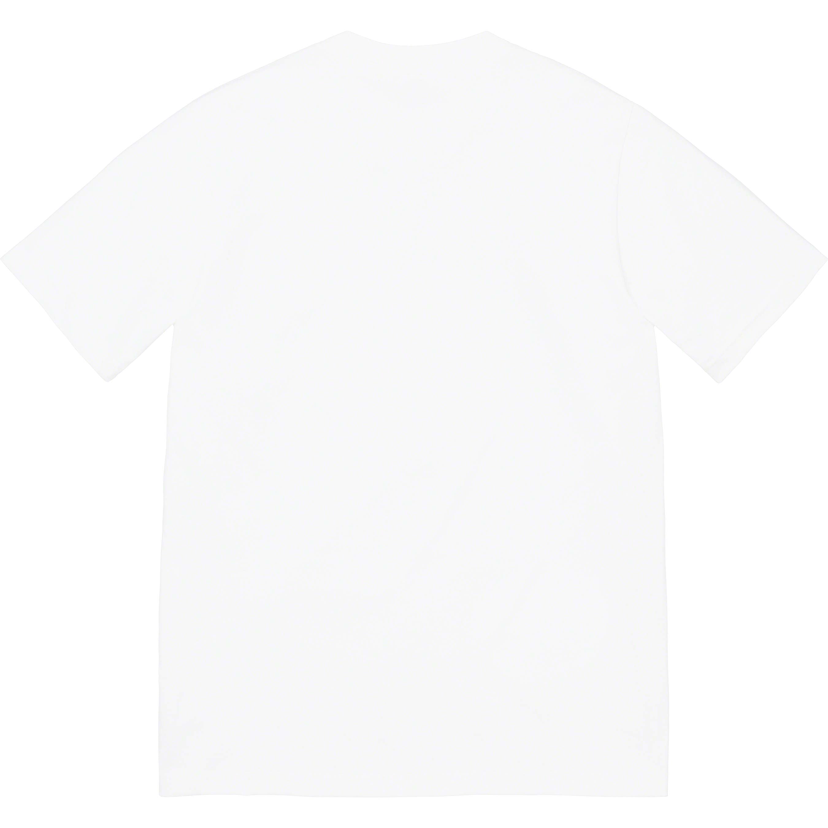 Stussy T-shirt, white solid with crew neck, plain back view