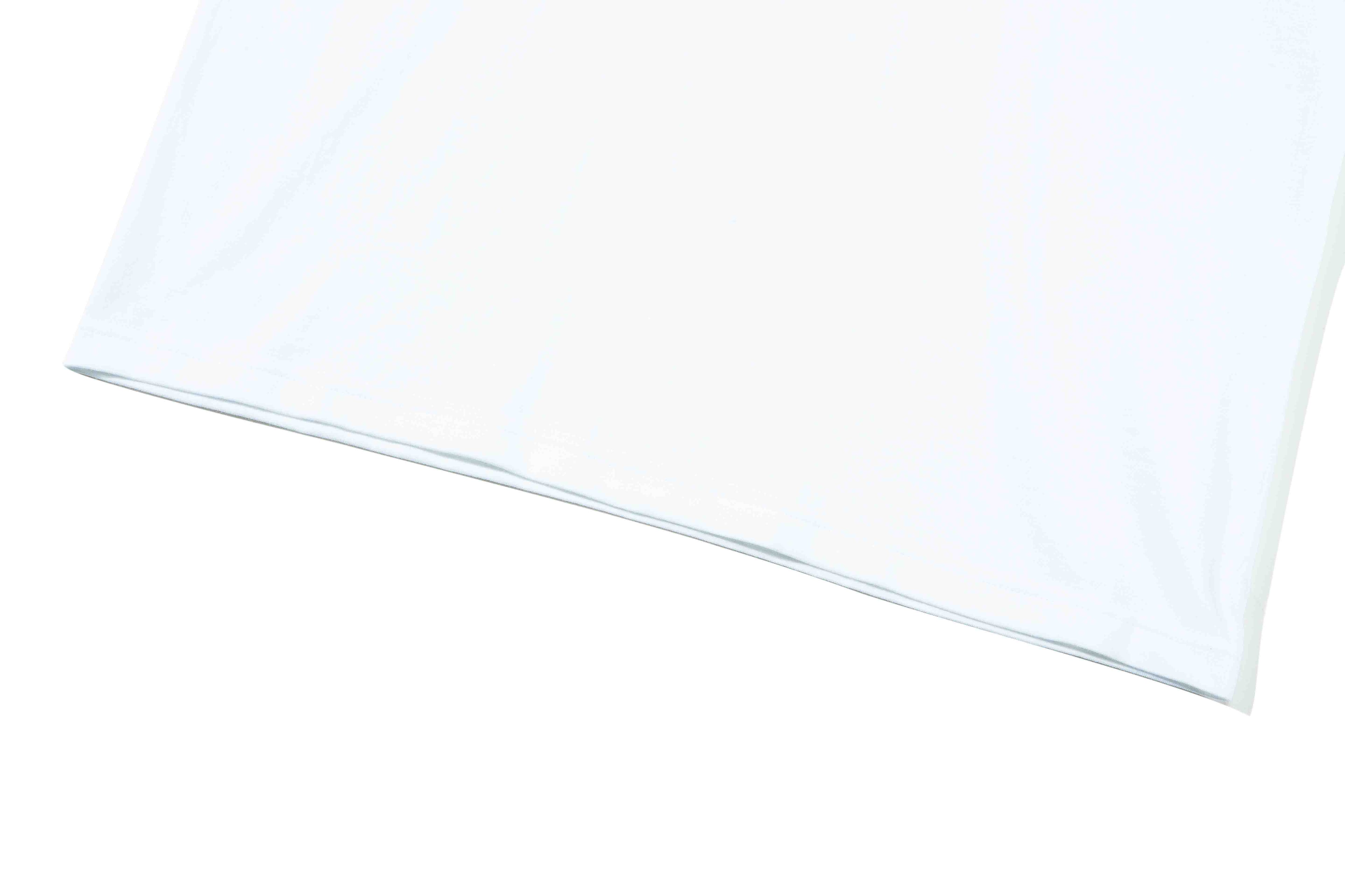 White T-shirt laid flat with smooth fabric and straight hem