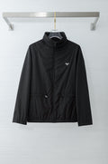 Prada long jacket in dark black with stand collar and front zipper