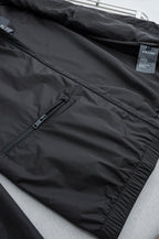 Prada long jacket with front zipper and snap-button lower hem