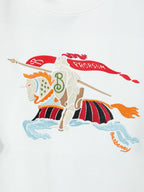 White T-shirt with large multicolor rider and horse graphic