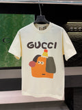 Cream short-sleeve T-shirt with Gucci graphic front print