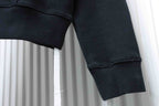 Black hoodie sleeve cuffs and hem, ribbed knit trim