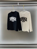 Versace long-sleeve T-shirt, dark navy, front graphic logo print