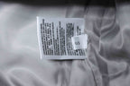 Off White size S care label on inside of grey jacket