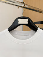 White crewneck T-shirt neckline and collar on hanger