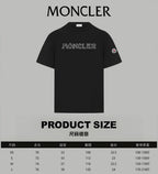 Black Moncler short-sleeve T-shirt with front logo print and sleeve patch