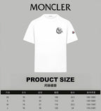 White short-sleeve T-shirt with small chest crest and round sleeve patch
