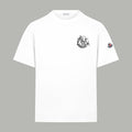 White Moncler short-sleeve T-shirt with chest logo print and side sleeve patch