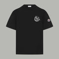 Black Moncler T-shirt with chest crest logo and small sleeve patch