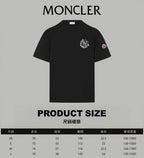 Black Moncler T-shirt front with crest logo and sleeve patch
