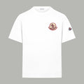 White crewneck T-shirt with Moncler crest patch on the chest