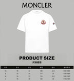 White crewneck T-shirt with Moncler chest crest and sleeve patch