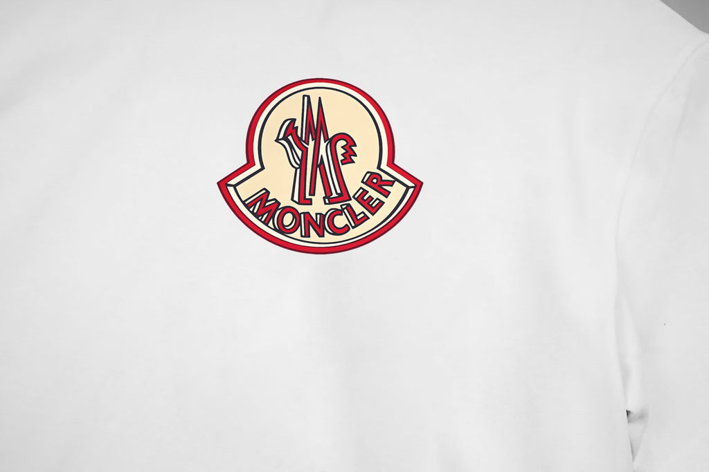White crewneck T-shirt with Moncler circular crest patch