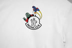 White Moncler short-sleeve T-shirt with colorful crest logo graphic on chest