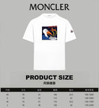 White Moncler crewneck T-shirt with penguin graphic and 'Moncler' logo