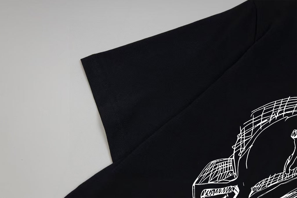 Black Moncler short-sleeve T-shirt with partial front graphic print