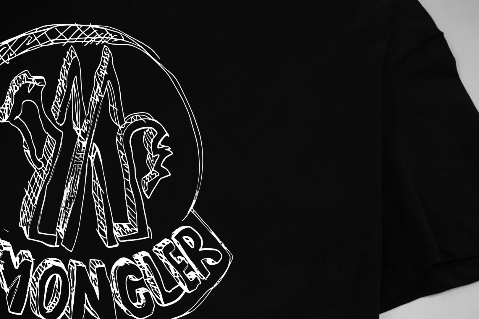 Black Moncler short-sleeve T-shirt with large front logo graphic