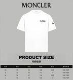 White short-sleeve T-shirt with chest logo and sleeve patch