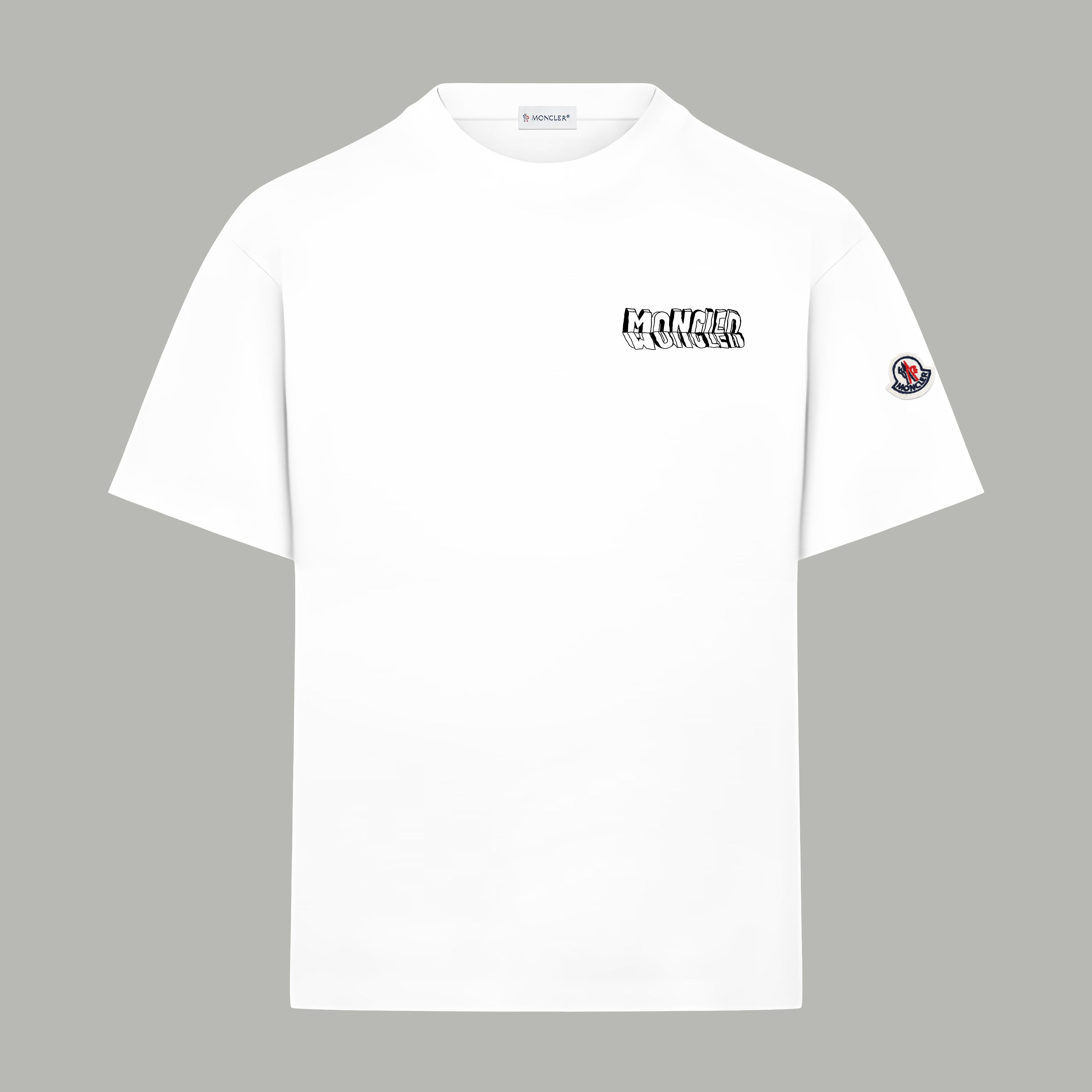 Moncler white short-sleeve T-shirt with small chest logo