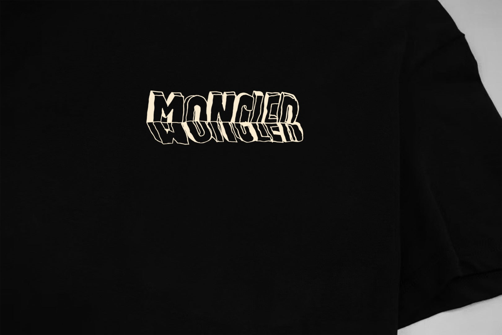 Black Moncler short-sleeve T-shirt with front embroidered logo