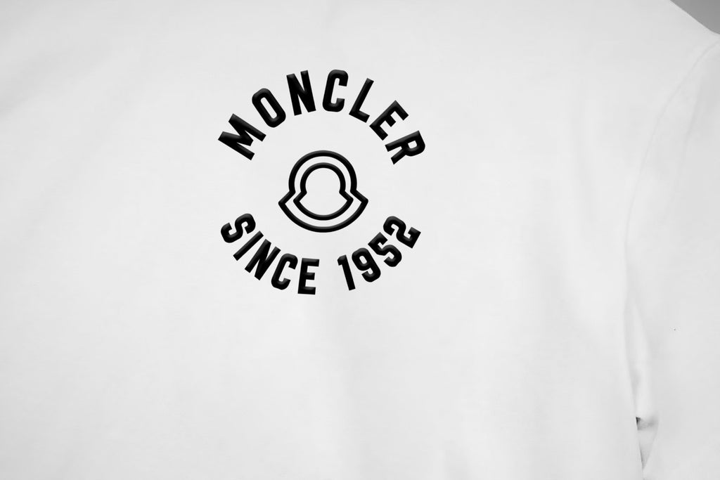 Moncler white T-shirt with large black chest graphic logo