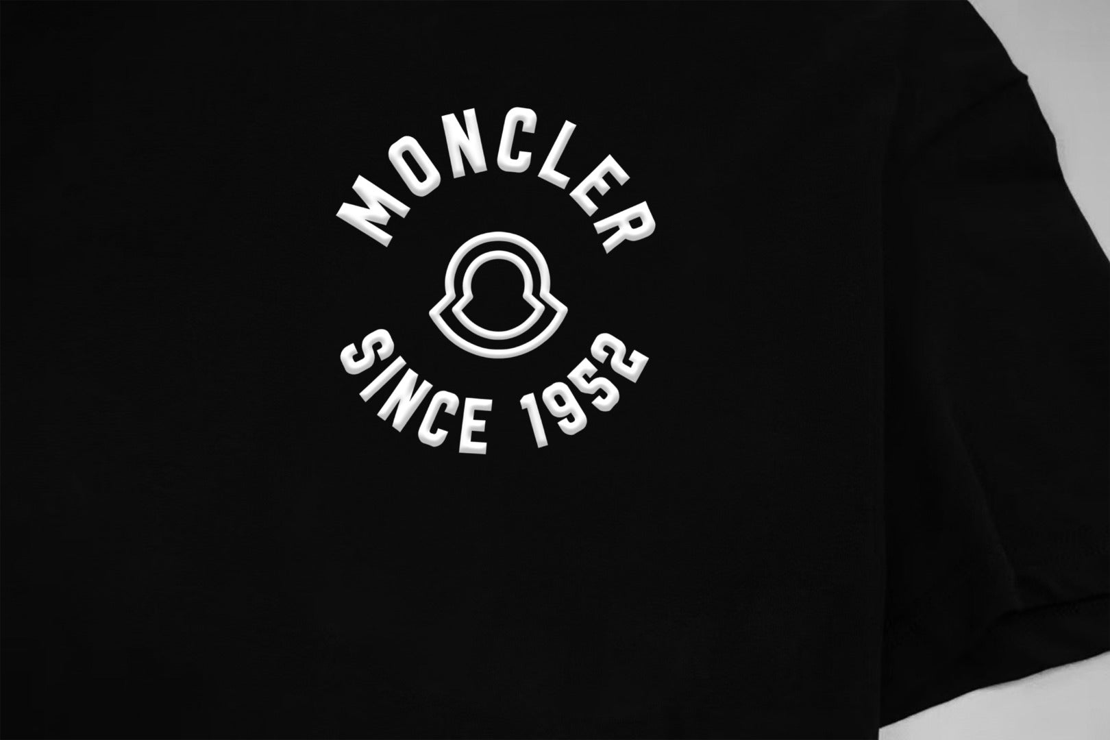 Black T-shirt with large Moncler Since 1956 graphic logo on chest