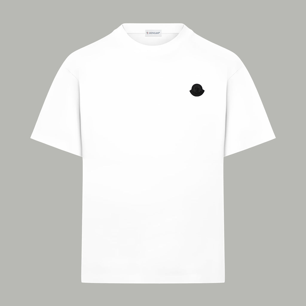 Moncler short-sleeve T-shirt in white with small black chest logo