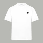 Moncler short-sleeve T-shirt in white with small black chest logo