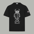 Black T-shirt with panda astronaut graphic and crew neckline