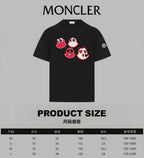 Moncler black short-sleeve T-shirt with red cartoon faces graphic