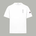 White Moncler short-sleeve T-shirt with small chest logo and sleeve patch
