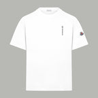 White Moncler short-sleeve T-shirt with small chest logo and sleeve patch