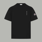 Black Moncler crew-neck T-shirt with chest logo and sleeve patch