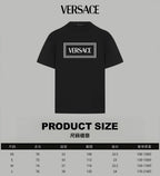 Black Versace logo T-shirt front with rectangular chest print