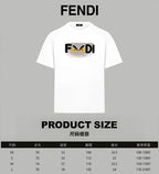 White short-sleeve T-shirt with FENDI logo graphic on the chest