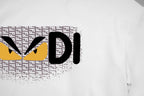 White short-sleeve T-shirt with large FENDI logo print