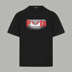 Black Fendi T-shirt with front logo graphic, short sleeves