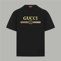 Black Gucci T-shirt with multicolor logo chest graphic