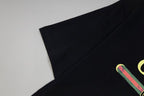 Black Gucci T-shirt shoulder and sleeve with logo print edge