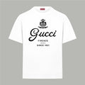 White short-sleeve T-shirt with Gucci crest and 'Gucci Firenze Since 1921' print