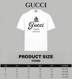 White short-sleeve T-shirt with front Gucci crest and 'Firenze Since 1921' print