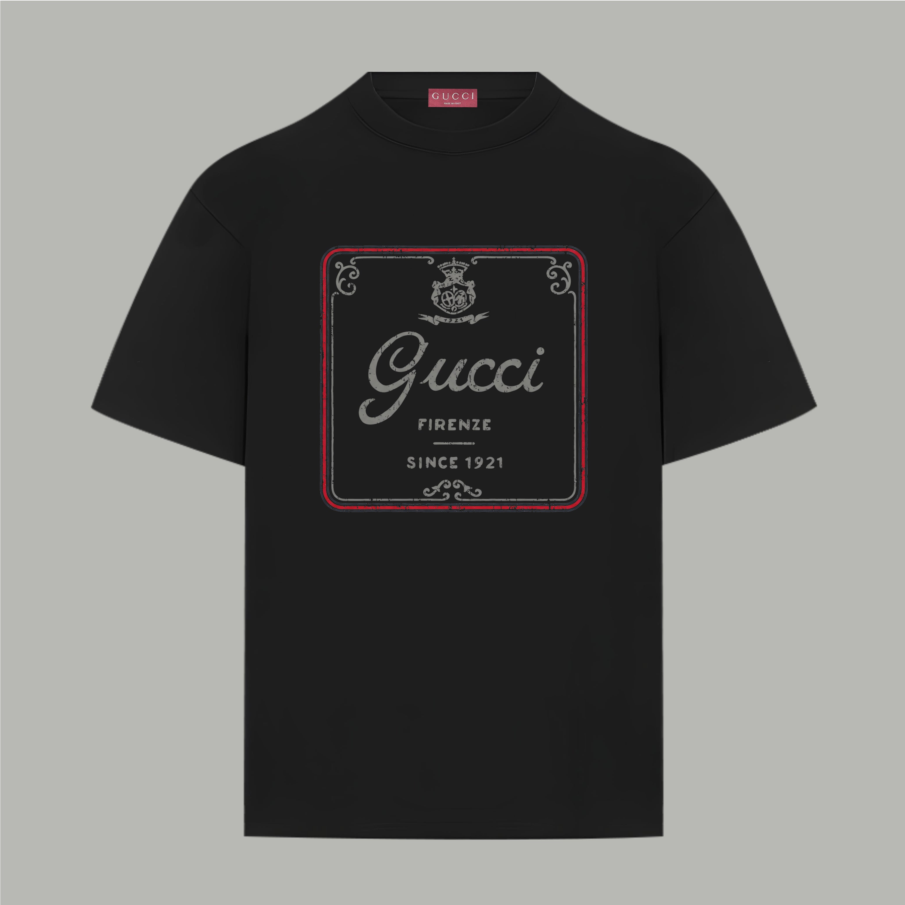 Black Gucci T-shirt with front graphic logo print