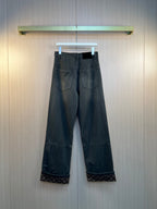 Wide-leg pants in dark gray with Louis Vuitton monogram-trimmed cuffs