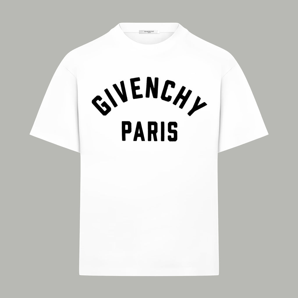 White Givenchy Paris graphic T-shirt with crew neck and short sleeves