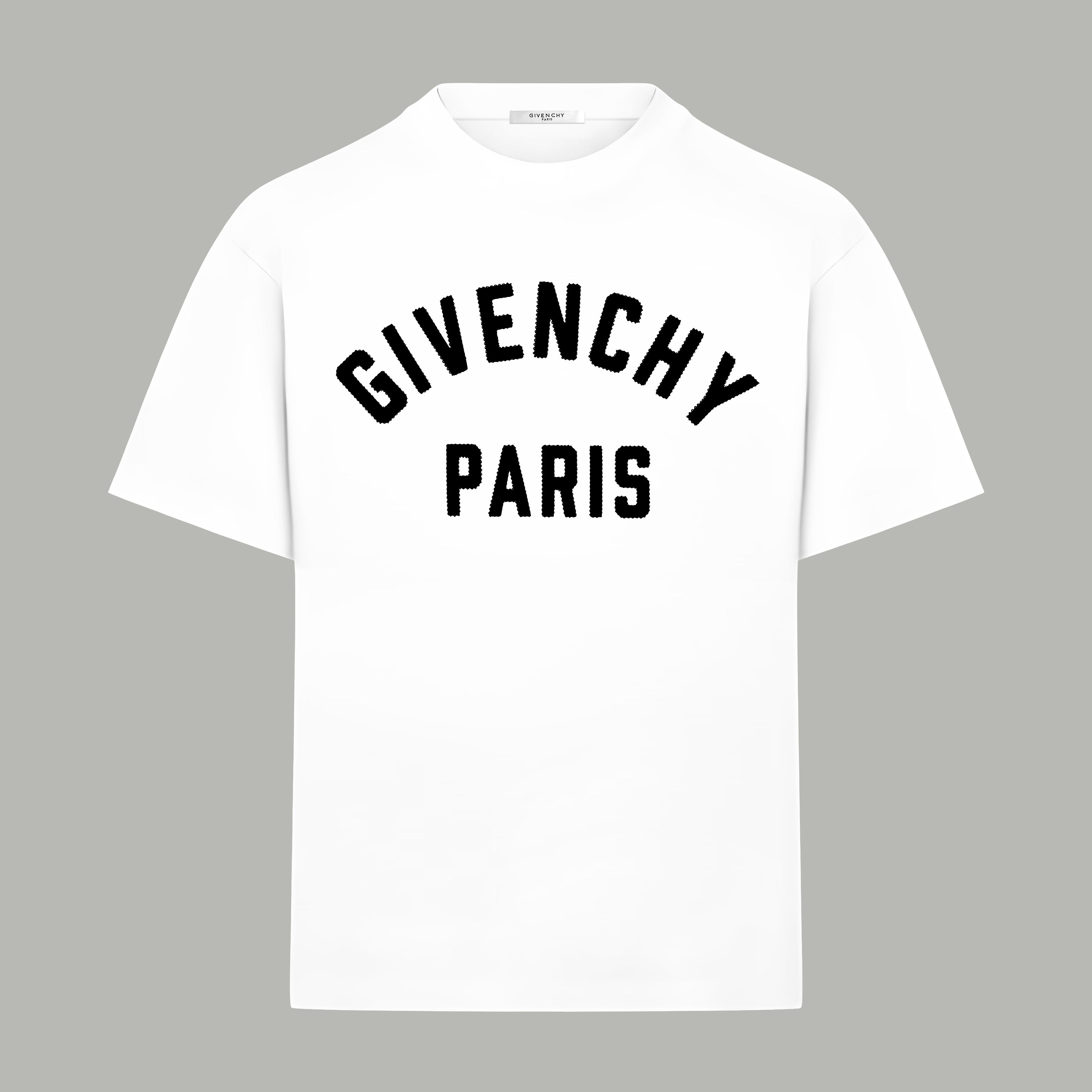 White Givenchy Paris graphic T-shirt with crew neck and short sleeves