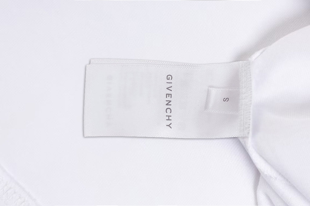 Givenchy T-shirt neckline, white with size label and brand tag